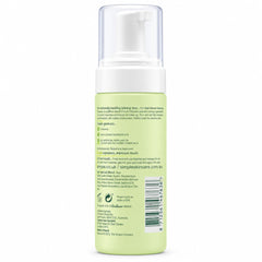 The back of a Simple Skincare pump bottle, showing the product details, ingredients, and barcode on a white background.