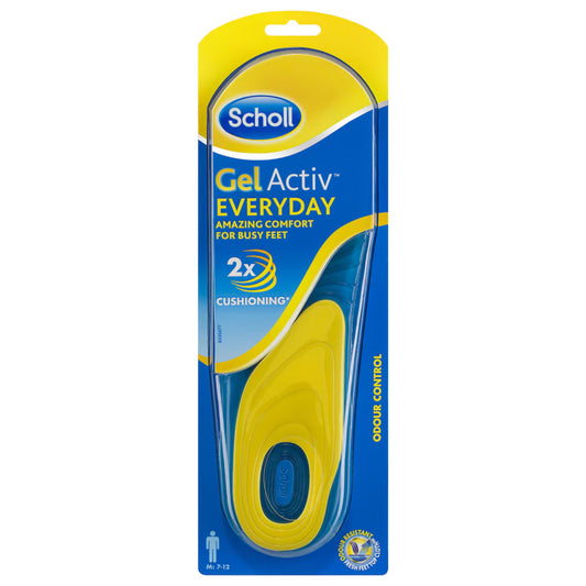 Scholl GelActiv Men's Everyday Insoles – 1 Pair (Size 7–9)