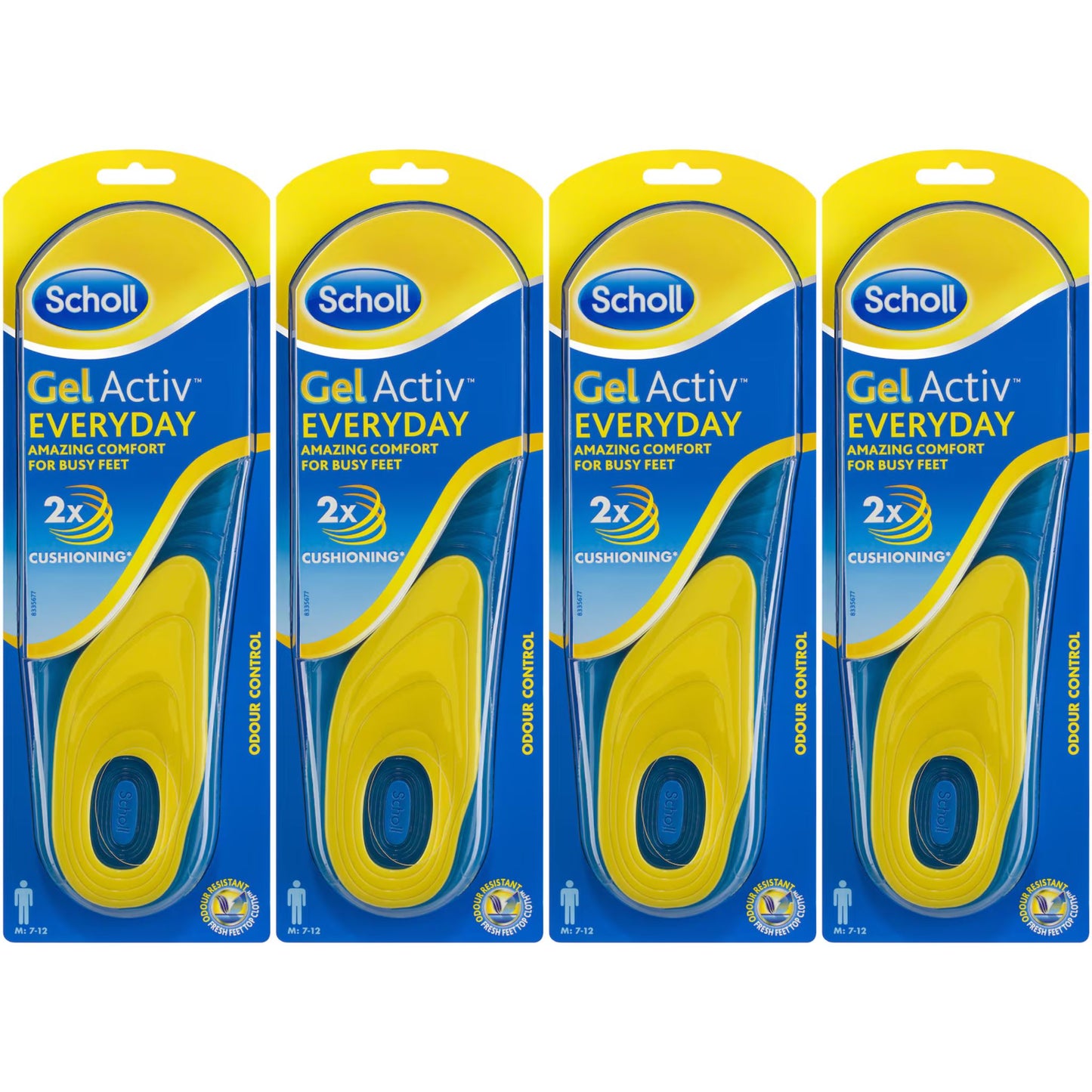 Scholl GelActiv Men's Everyday Insoles – 4 Pairs (Size 7–9)