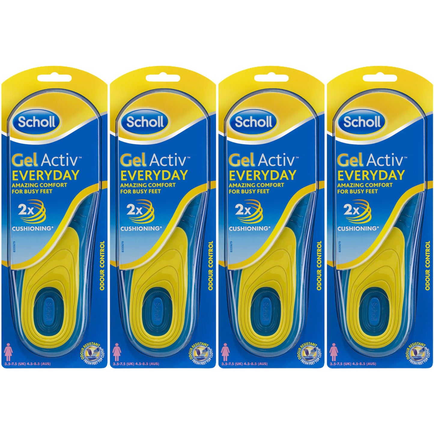 Scholl GelActiv Women's Everyday Insoles – 4 Pairs (UK Size 3.5–7.5 / AUS Size 4.5–8.5)