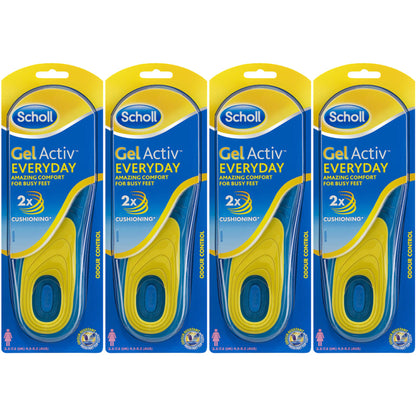 Scholl GelActiv Women's Everyday Insoles – 4 Pairs (UK Size 3.5–7.5 / AUS Size 4.5–8.5)