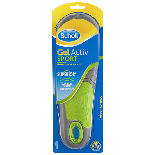 Scholl GelActiv Men's Sport Insoles – 1 Pair (Size 7–12)