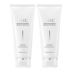Two tubes of NHC Niacin Biome cleansing foam on a white background