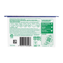 Back of a product packaging with text, icons, and a barcode on a white background