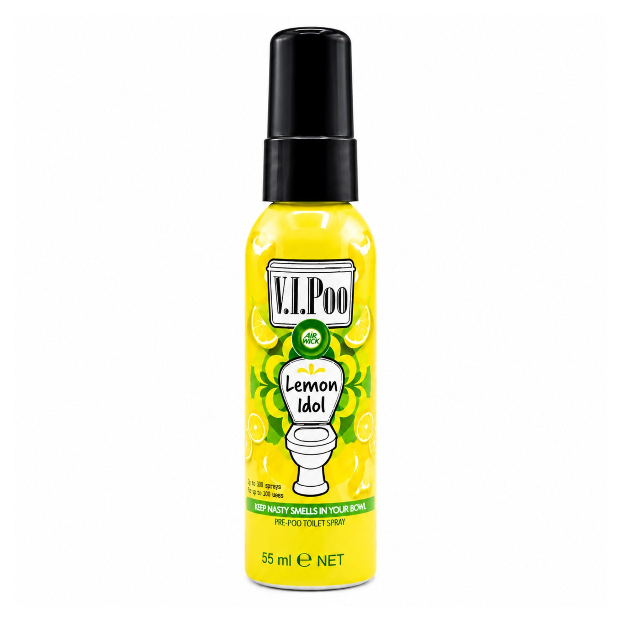V.I.Poo Lemon Idol toilet spray bottle on a white background