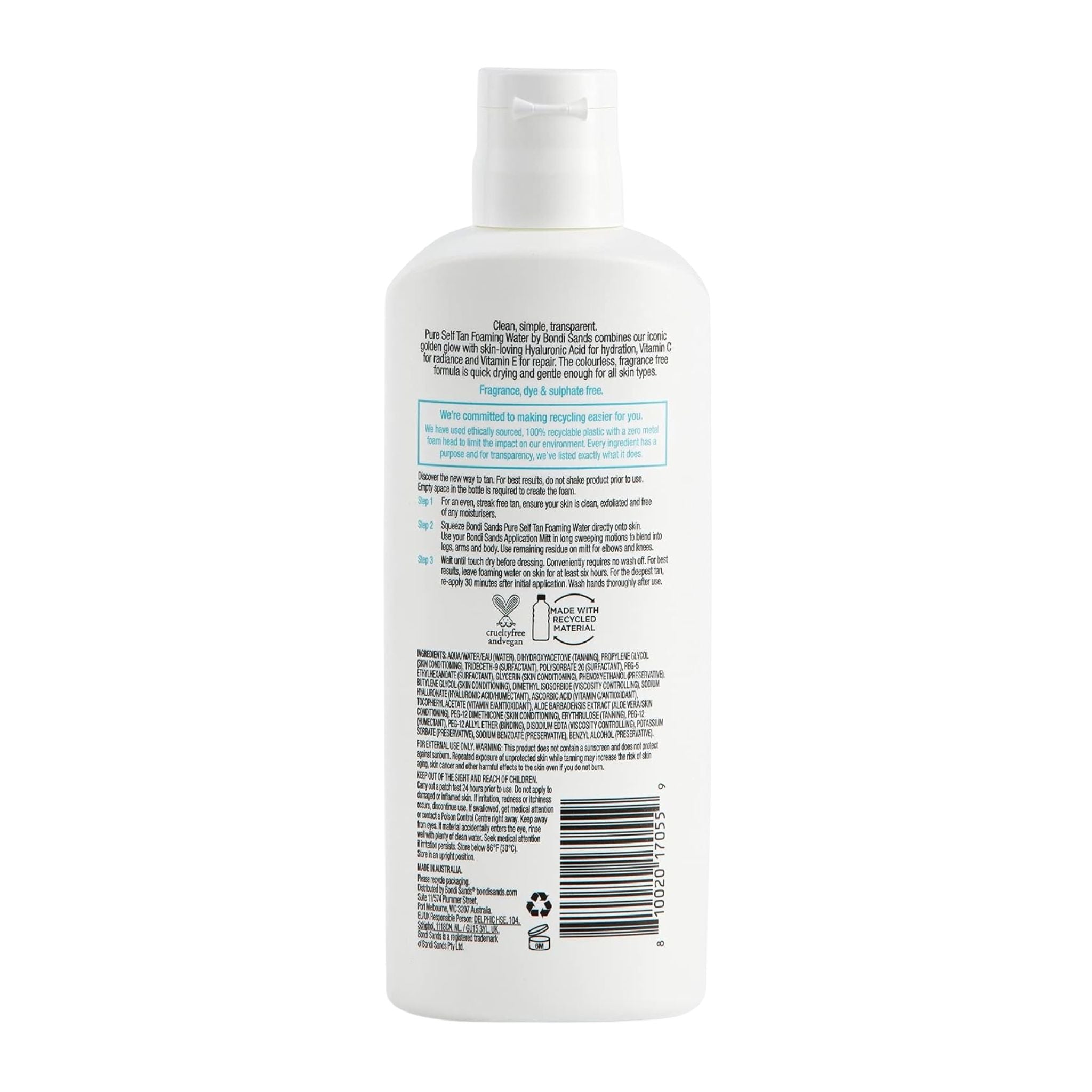 White bottle with text and labels on a white background