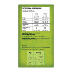 Nutritional information label on a green background