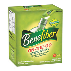 Box of Benefiber On-The-Go Stick Packs on a white background
