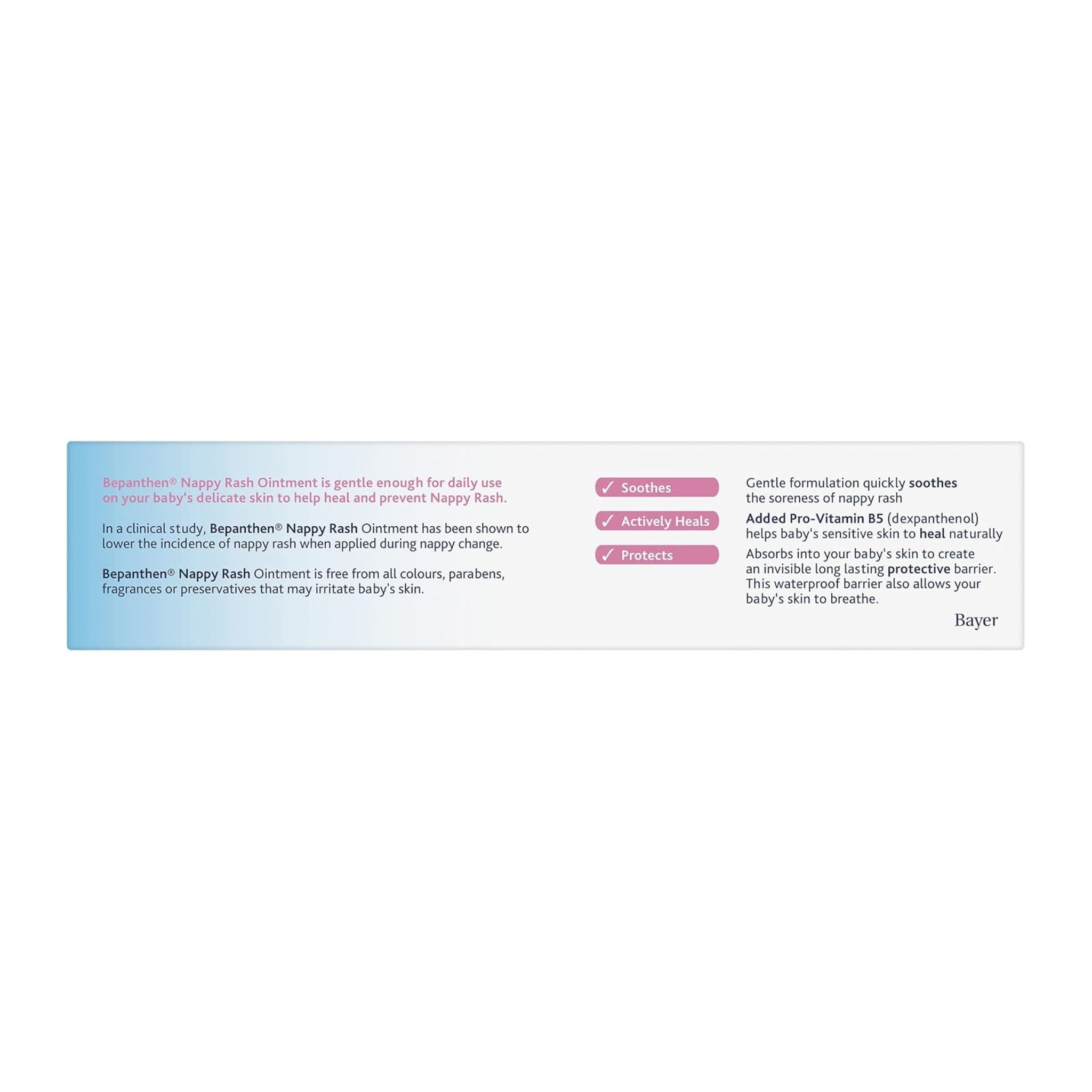 Back view of Bepanthen Nappy Rash Ointment 100g tube