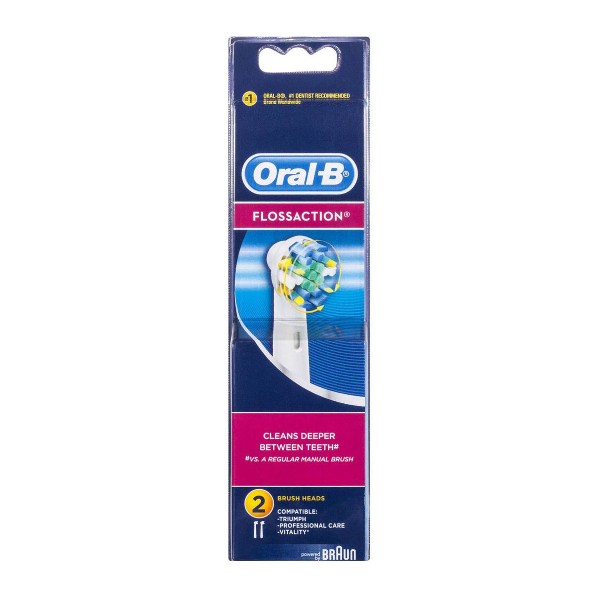 Oral-B FlossAction Electric Toothbrush Replacement Heads (2-pack, EB25-2) – Deep Plaque-Removing MicroPulse Bristles