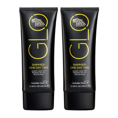 Two black tubes of Bondi Sands Shimmer One Day Tan on a white background