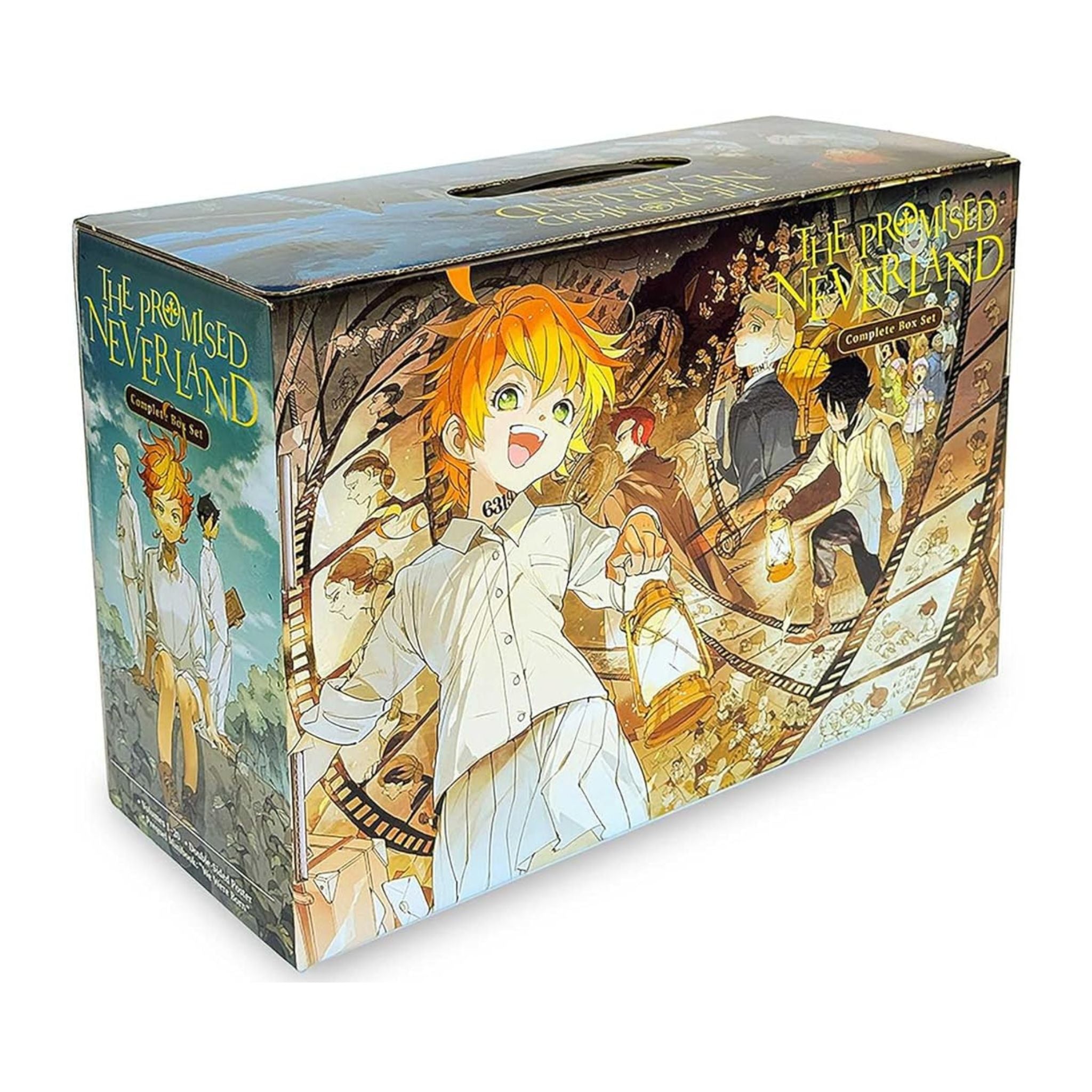 Anime box set packaging featuring characters from 'The Promised Neverland' with a white background.