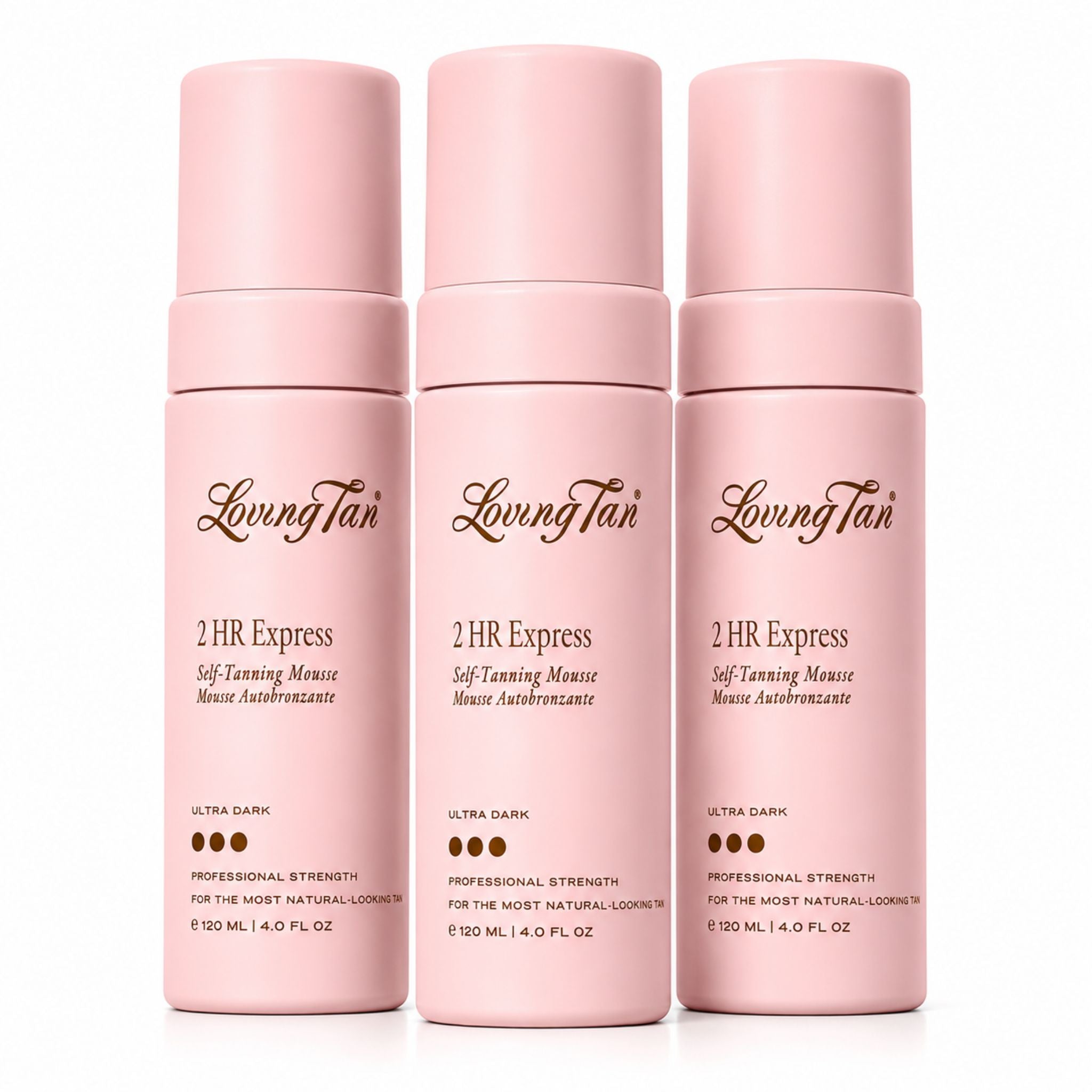 Loving Tan 2 HR Express Self-Tanning Mousse Ultra Dark 120ml Pack of 3