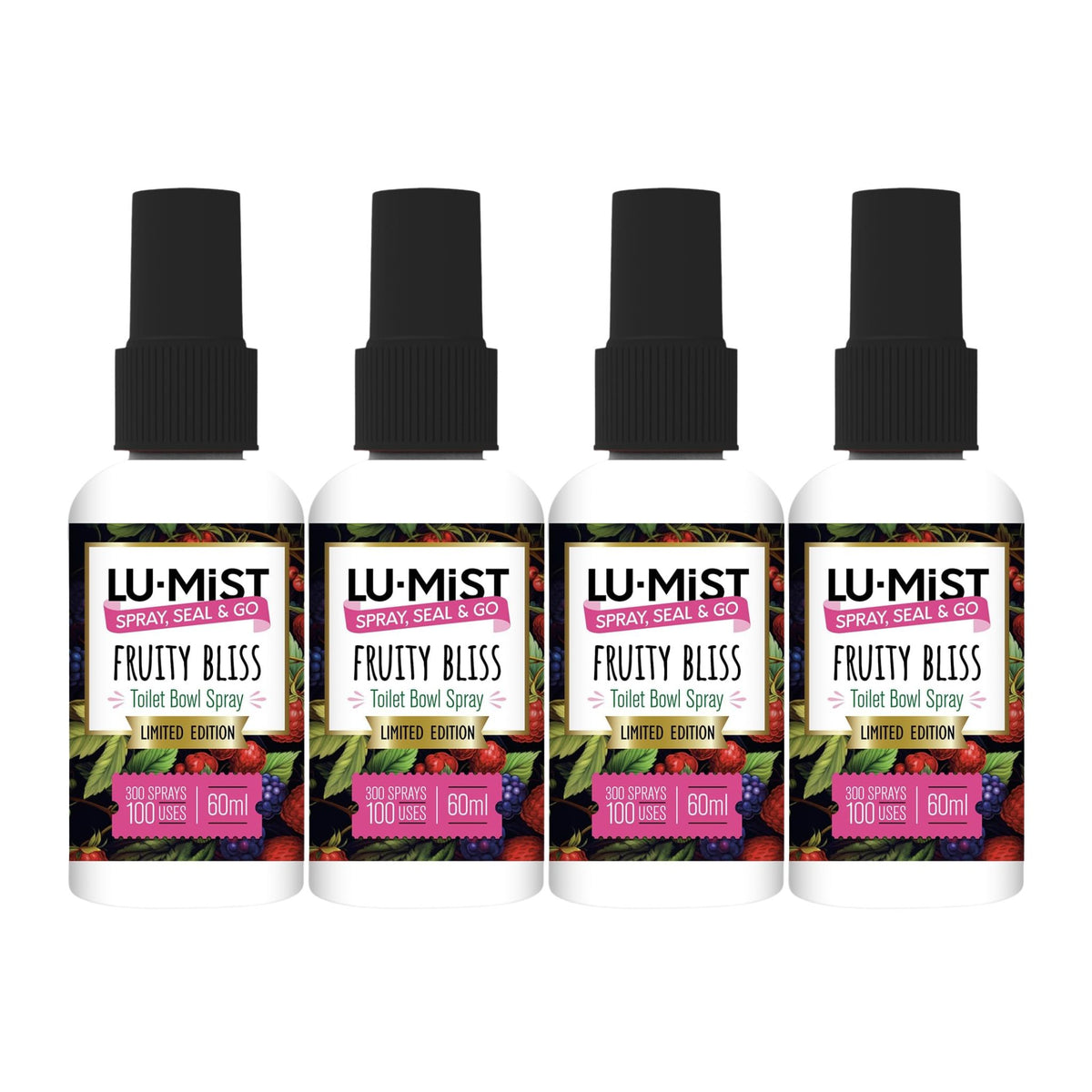 LU-Mist Toilet Bowl Spray 60ml Fruity Bliss – Pack of 4