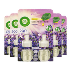 Air Wick essential oils packaging with lavender design on a white background