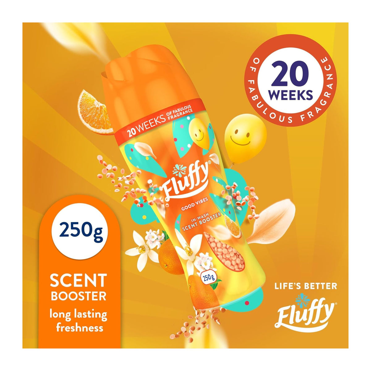 Fluffy In-Wash Scent Booster Good Vibes 250 g × 2 Pack | Long-Lasting Freshness & Laundry Fragrance Beads