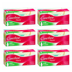 Six boxes of Carefree Flexia products on a white background