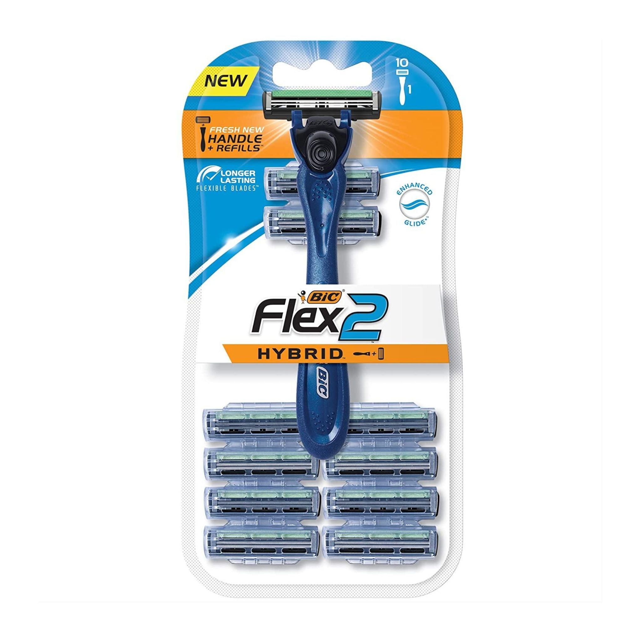 BIC Flex2 Hybrid razor with packaging on a white background