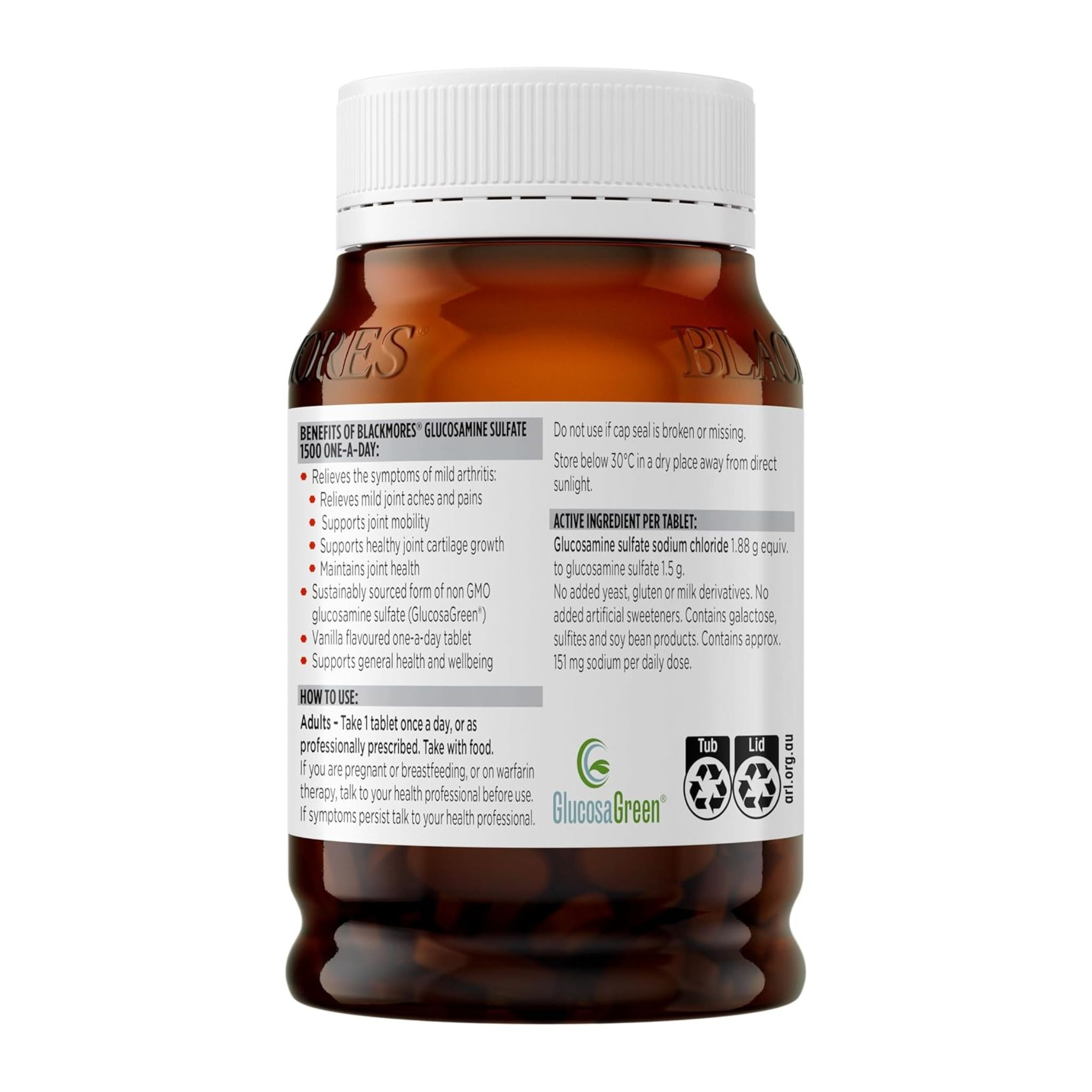 Brown supplement bottle with white label on a white background