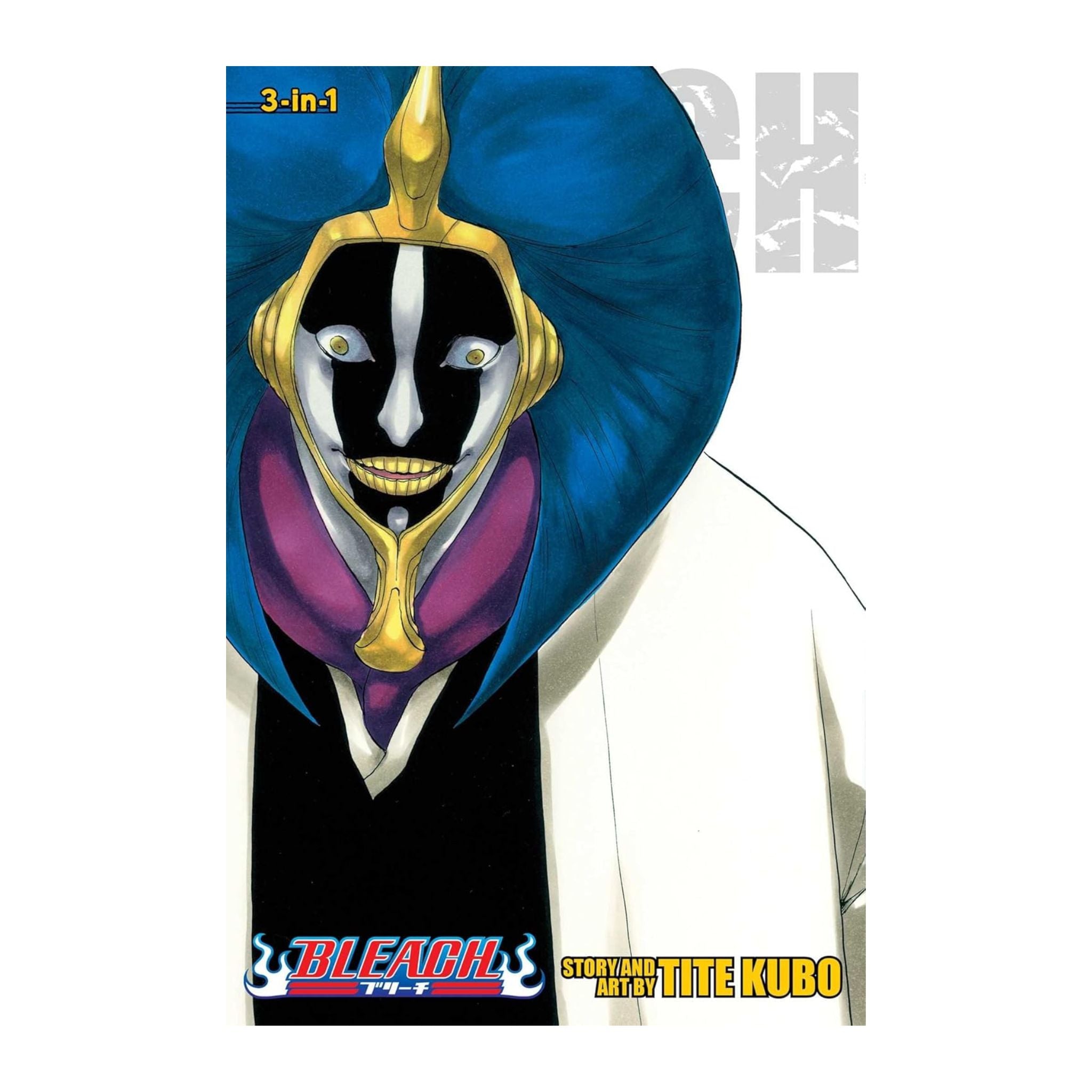 Cover of 'Bleach' manga with a character in a hooded outfit on a white background