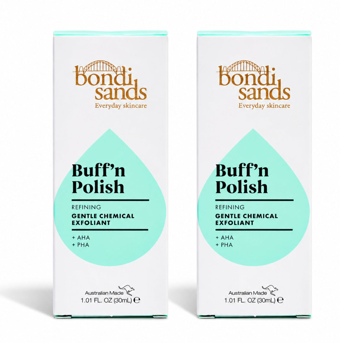 Bondi Sands Buffn Polish Gentle Chemical Exfoliant 30ml 2 pack outer packaging box front view