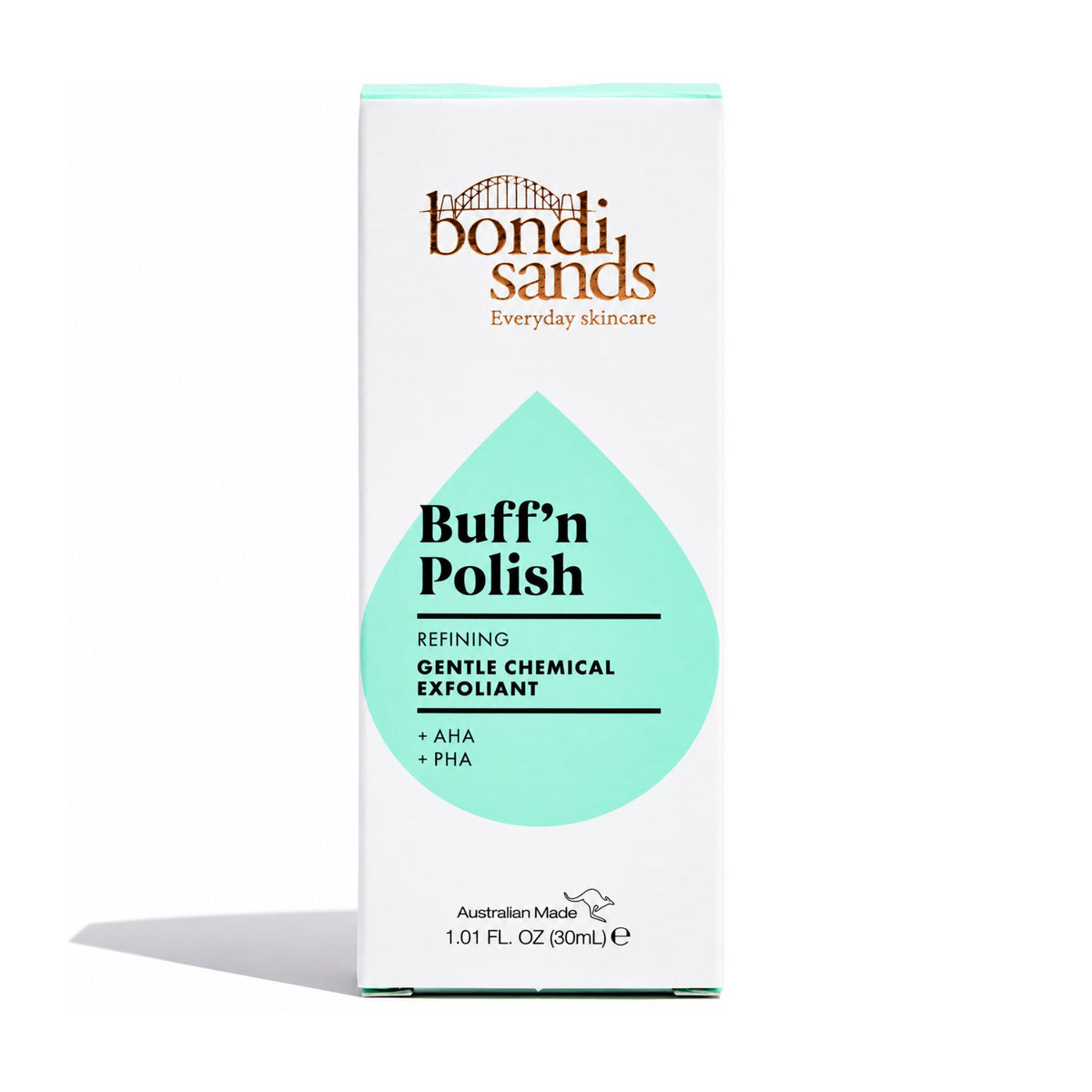Bondi Sands Buffn Polish Gentle Chemical Exfoliant 30ml outer packaging box front view