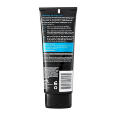 Back view of a black tube with text and branding on a white background