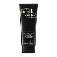 Black tube of Bondi Sands self-tanning lotion on a white background