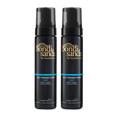 Two bottles of Bondi Sands self-tanning foam on a white background