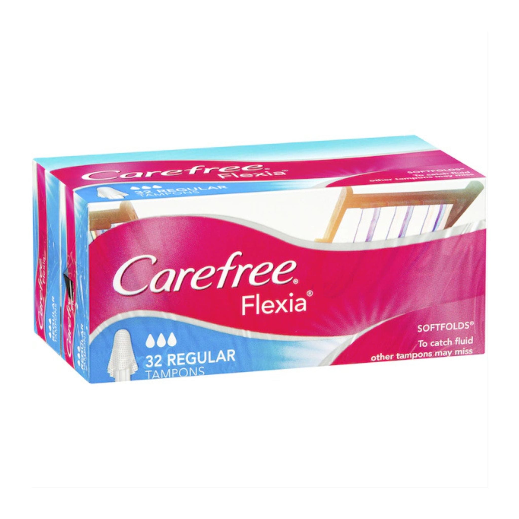 Carefree Flexia tampons packaging on a white background
