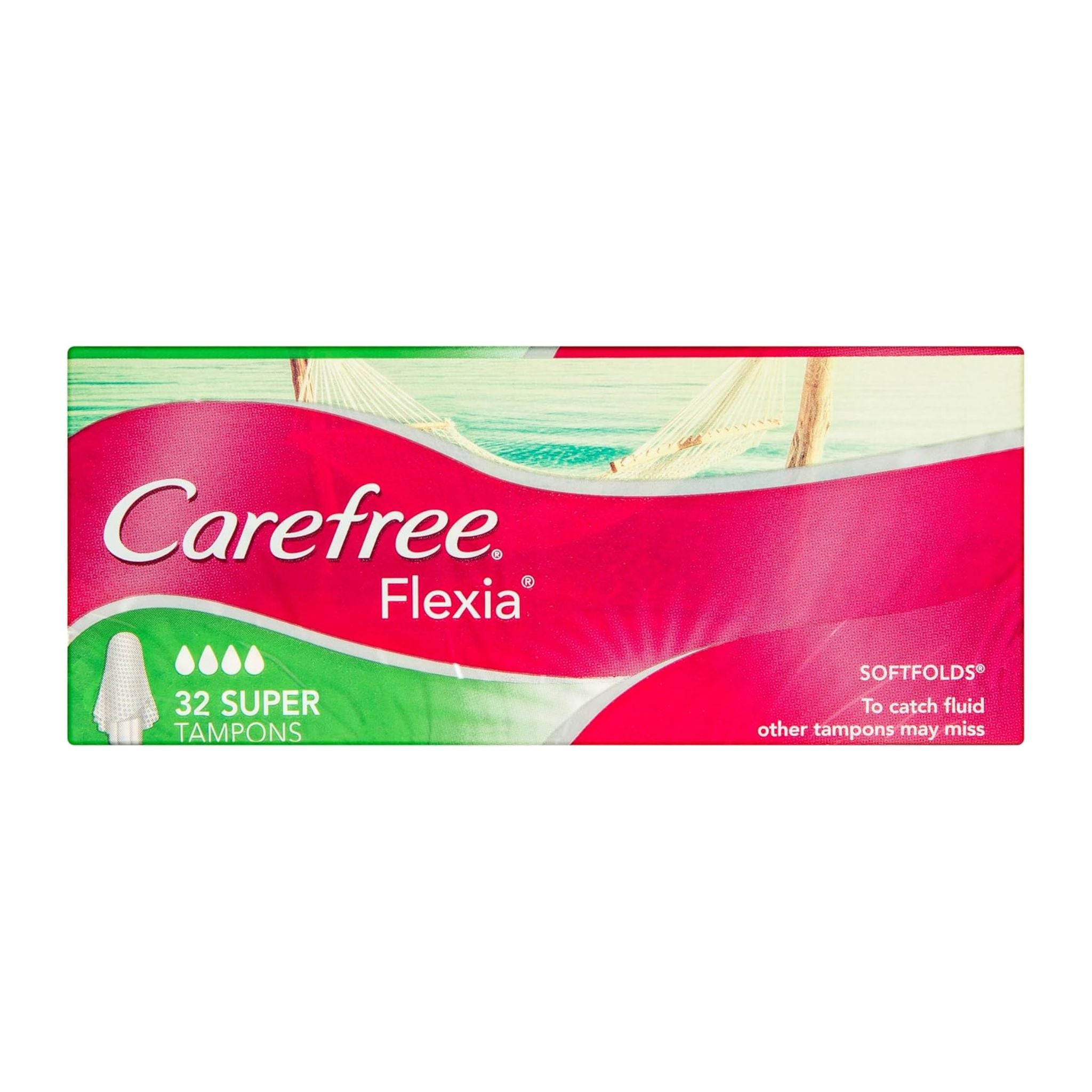 Carefree Flexia tampons packaging on a white background