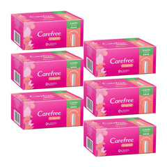 Multiple boxes of Carefree brand products on a white background