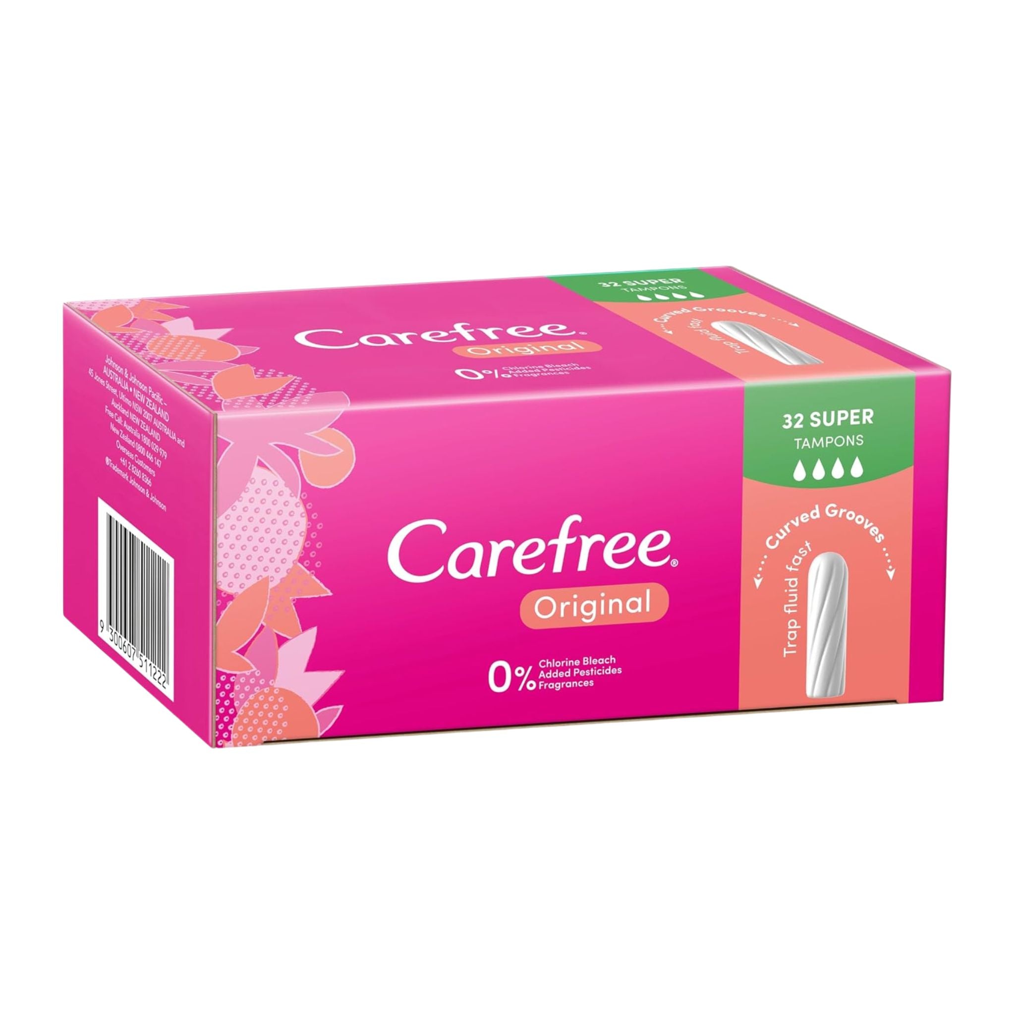 Carefree tampons packaging on a white background