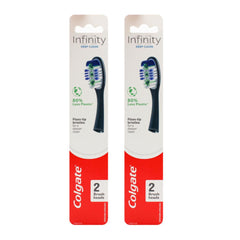 Two Colgate Infinity Deep Clean toothbrush heads with packaging on a white background