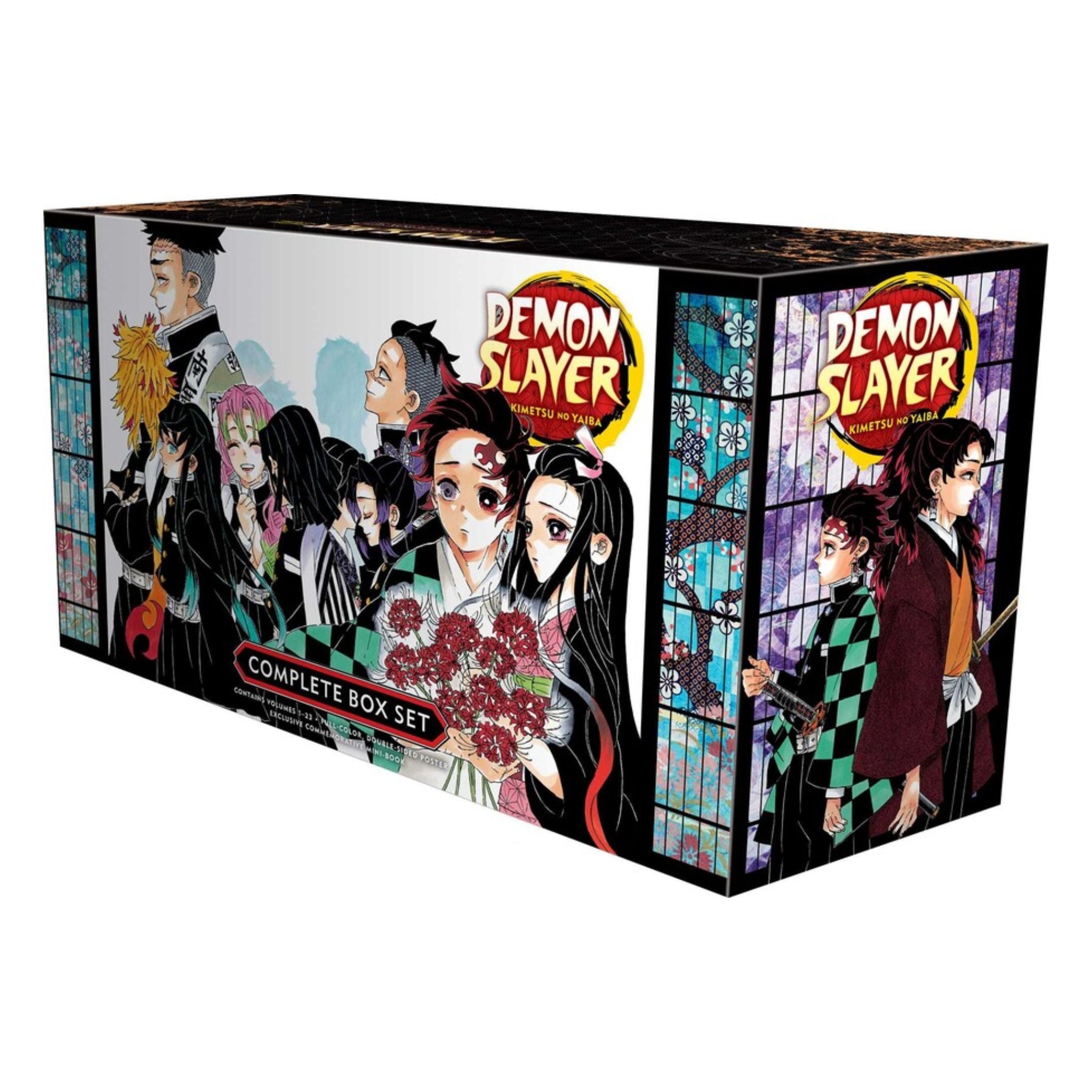 Demon Slayer: Kimetsu no Yaiba Complete Box Set box set, featuring colorful anime character illustrations on the front and side panels against a white background.