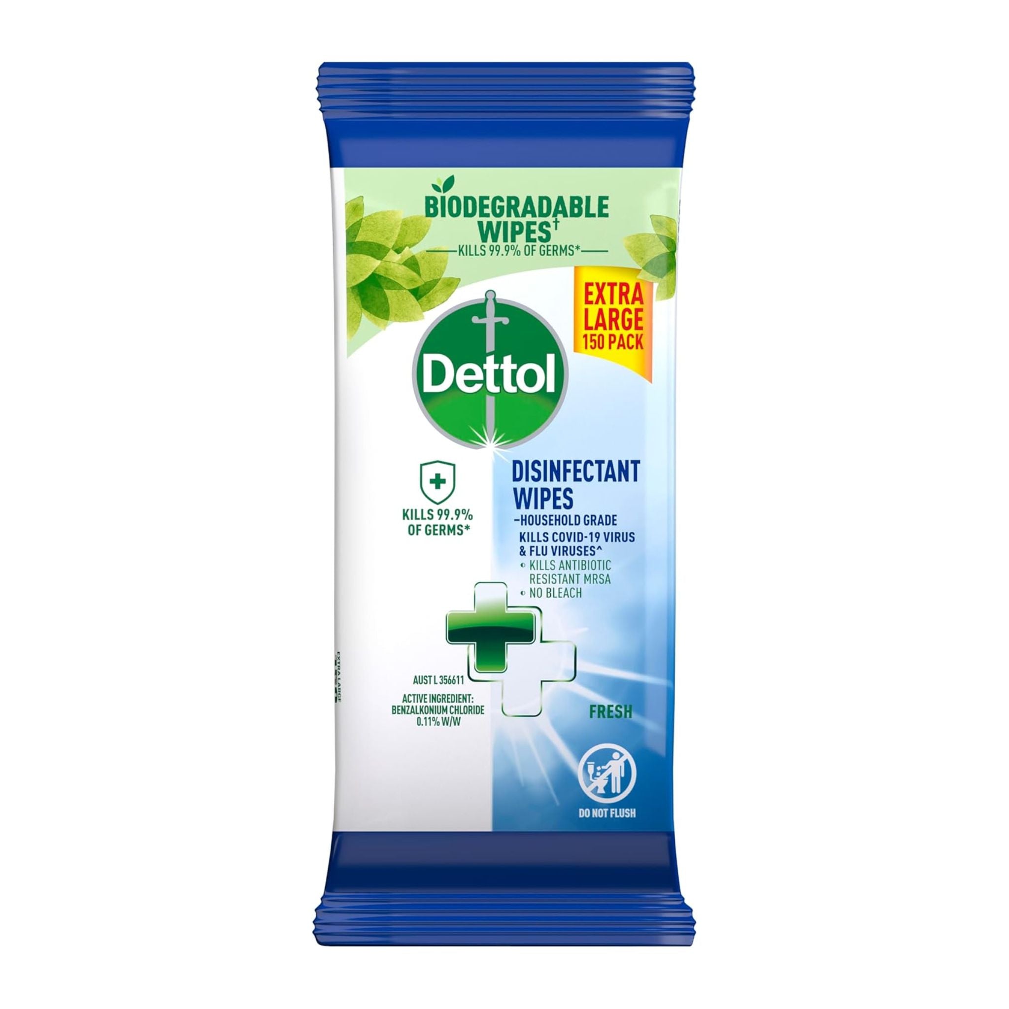 Dettol disinfectant wipes packaging on a white background