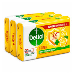 Dettol Fresh antibacterial bar soap packaging on a white background