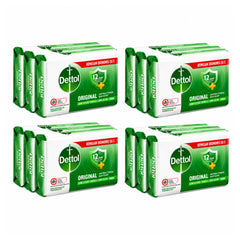 Multiple boxes of Dettol soap on a white background