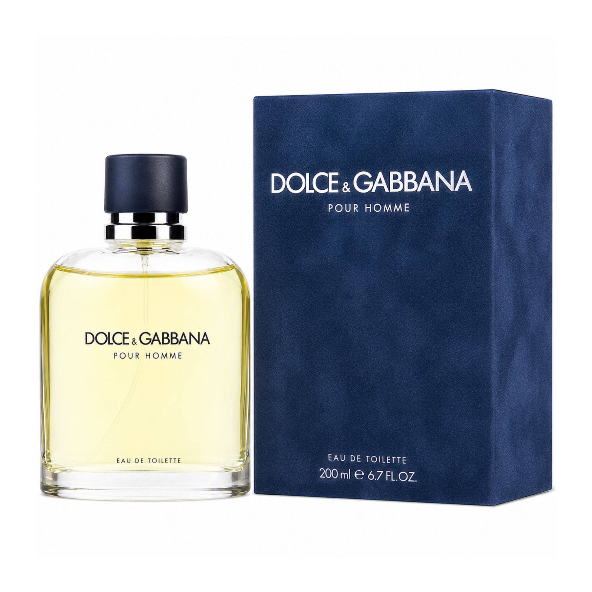 Dolce & Gabbana Pour Homme perfume bottle and packaging on a white background
