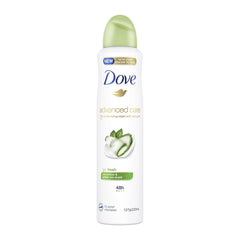 Dove deodorant spray bottle on a white background