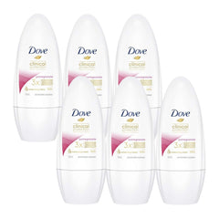Five Dove Clinical Protection deodorant bottles on a white background