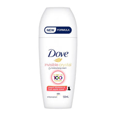 Dove Invisible Crystal antiperspirant cream bottle on a white background
