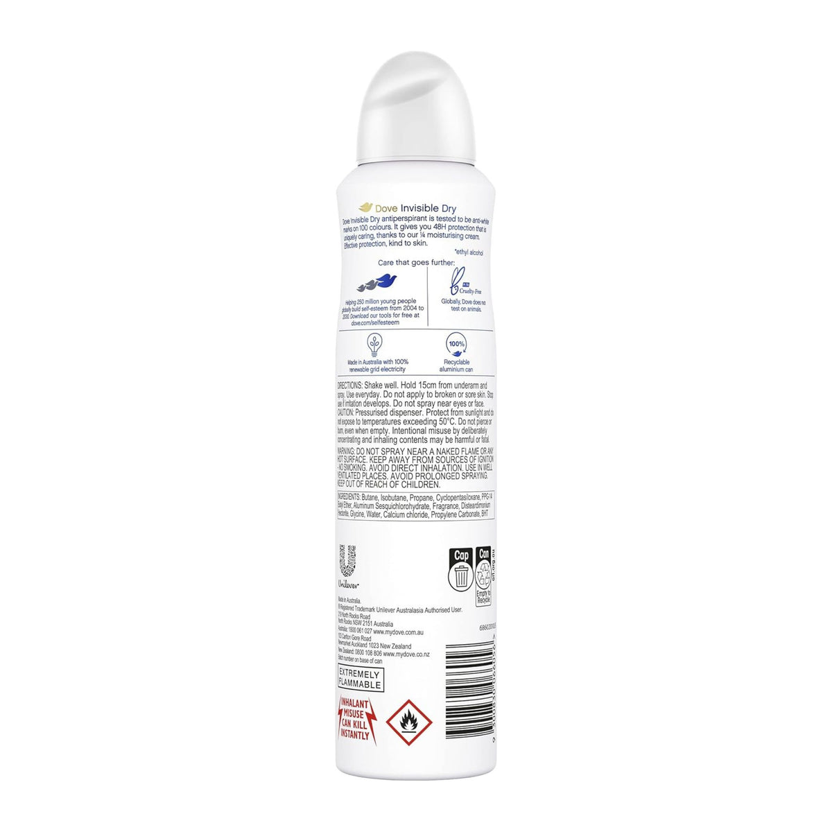 Deodorant spray bottle with label on a white background
