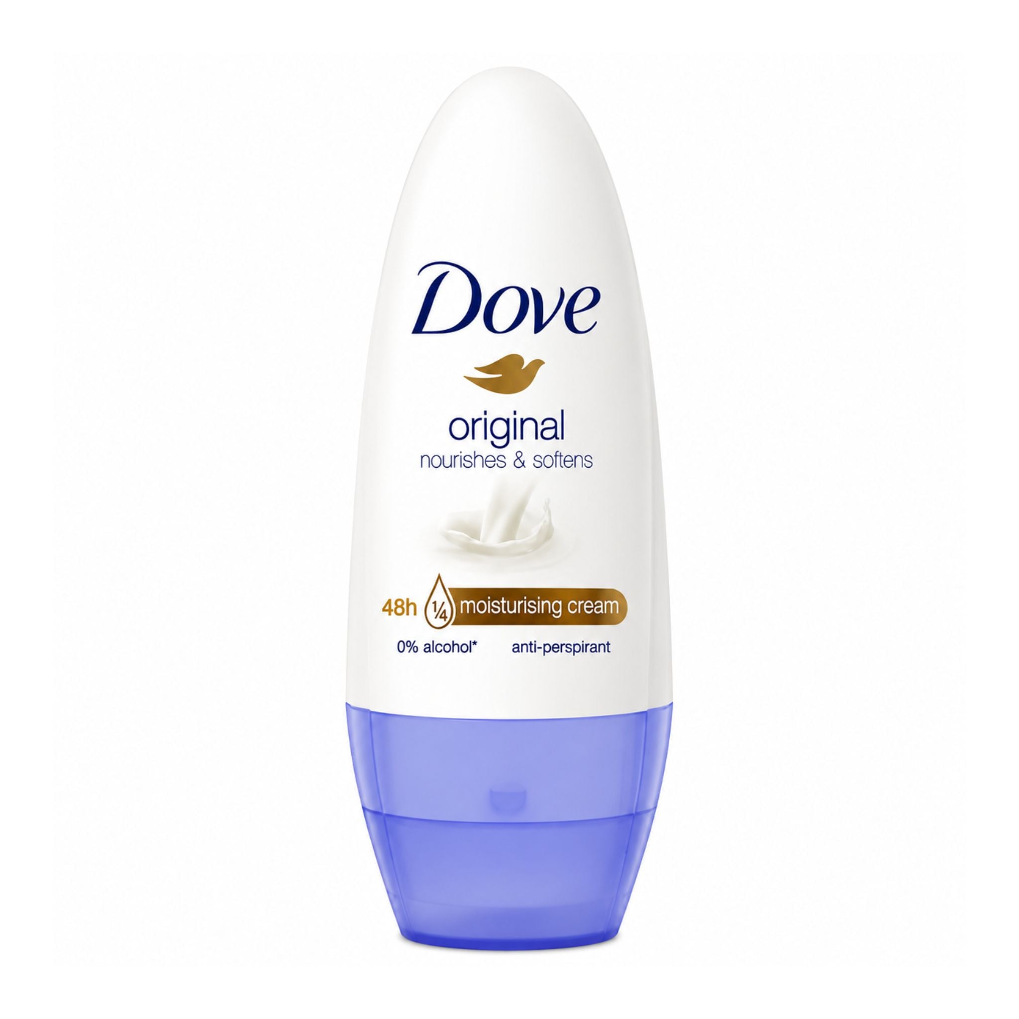 Dove deodorant roll-on bottle on a white background
