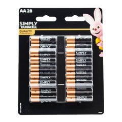 Pack of Duracell batteries with a cartoon bunny character on a black background