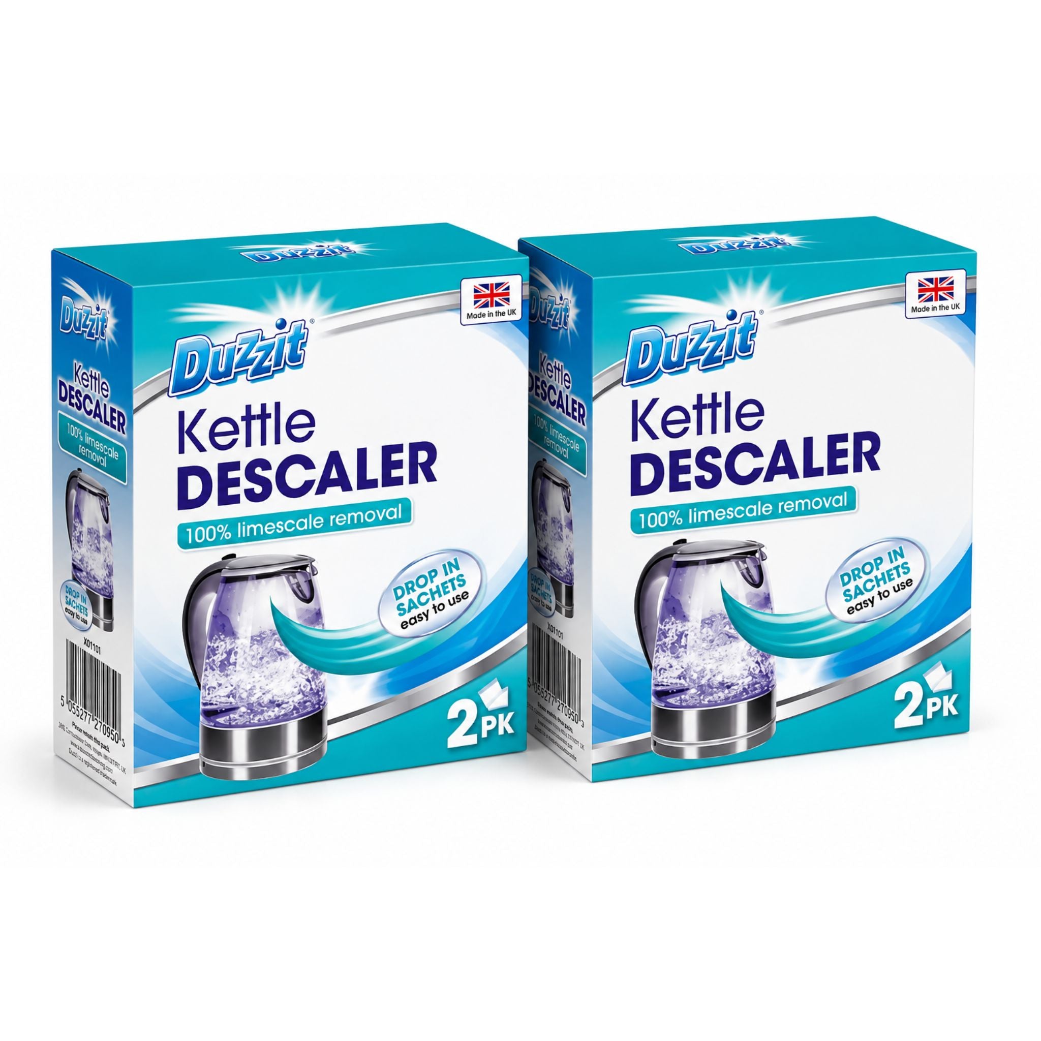 Two boxes of Duzzit Sink Freshener 3-pack, featuring green, white, and blue packaging with an illustration of a stainless steel sink and pink flowers.