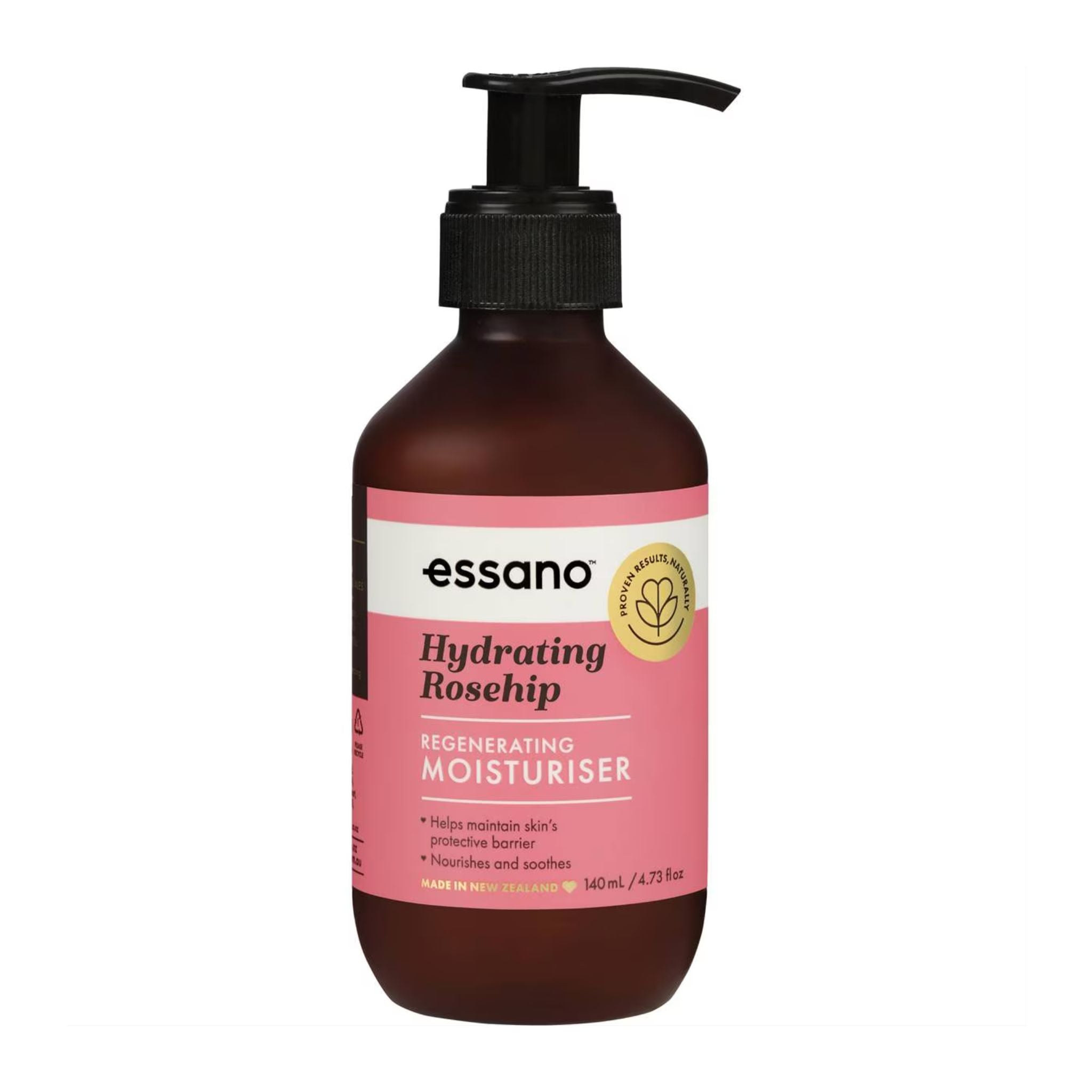 Essano hydrating rosehip moisturizer bottle on a white background