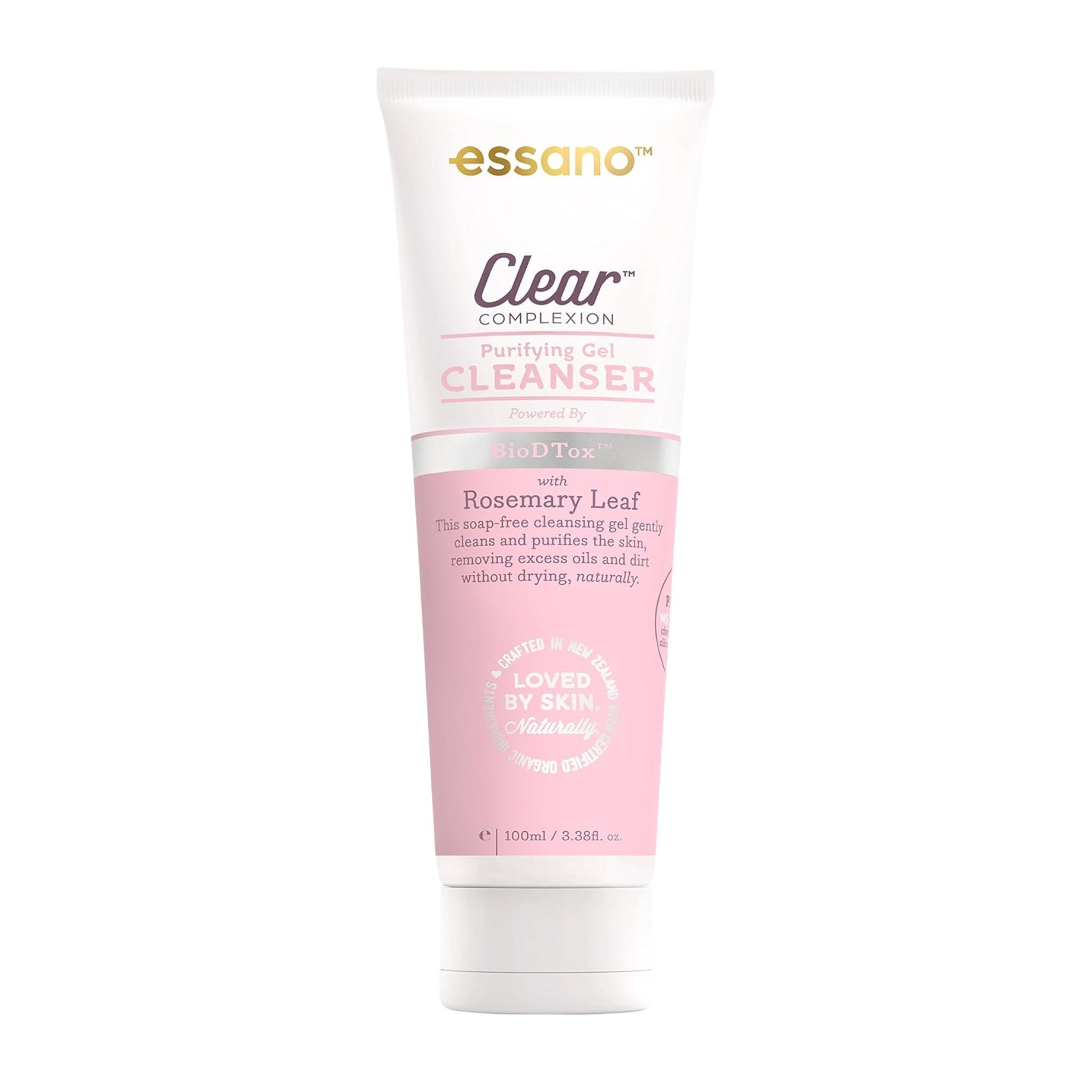 Essano facial cleanser tube on a white background