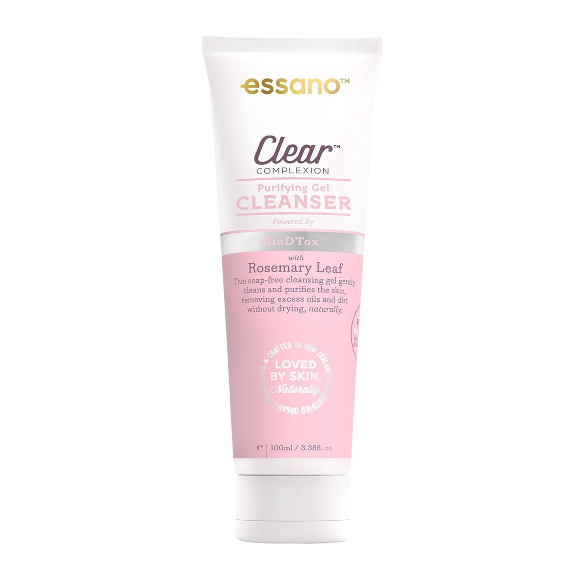 Essano facial cleanser tube on a white background