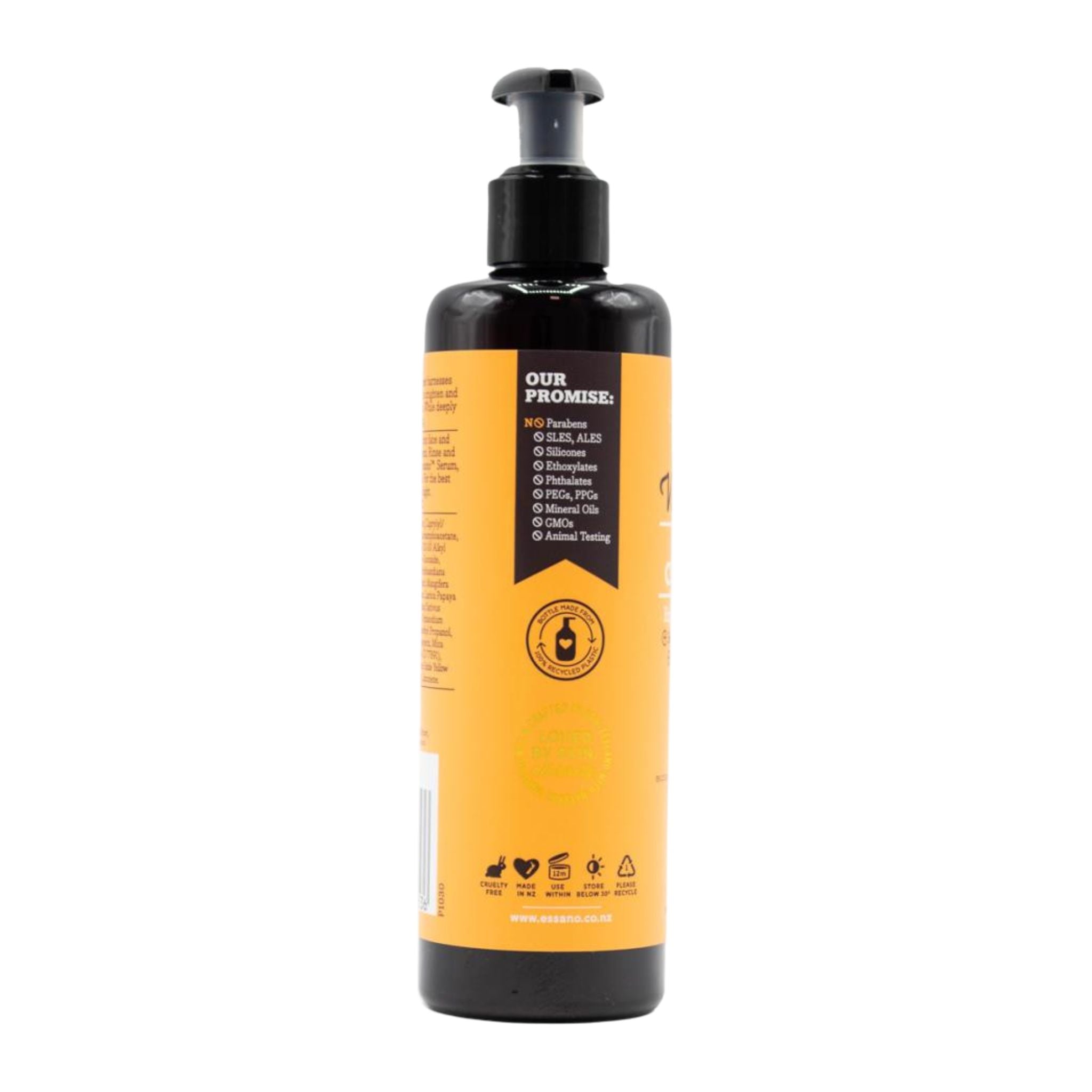Yellow bottle with black pump on a white background
